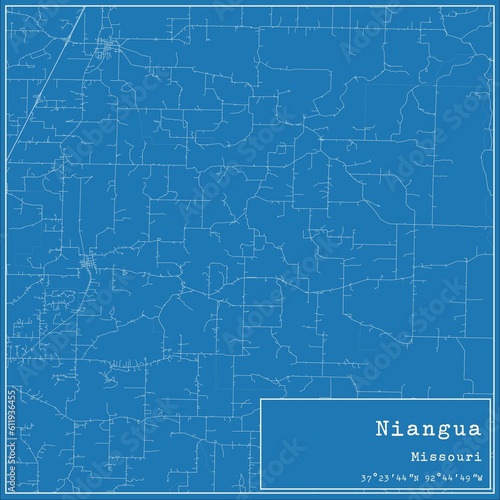 Blueprint US city map of Niangua  Missouri.