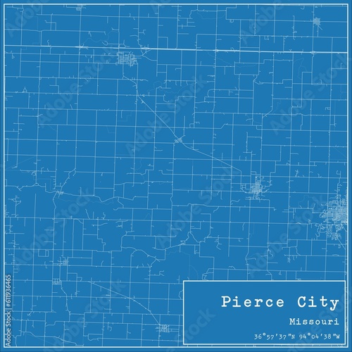 Blueprint US city map of Pierce City  Missouri.