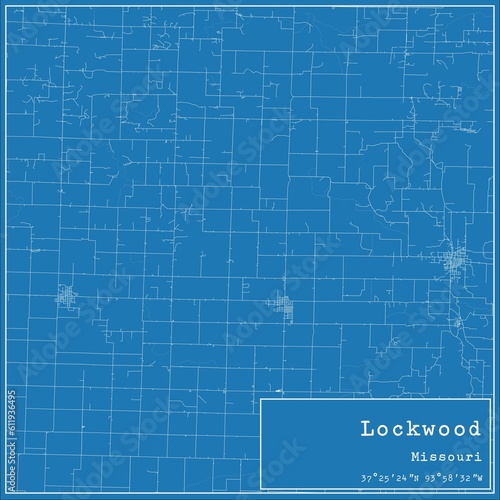 Blueprint US city map of Lockwood, Missouri.