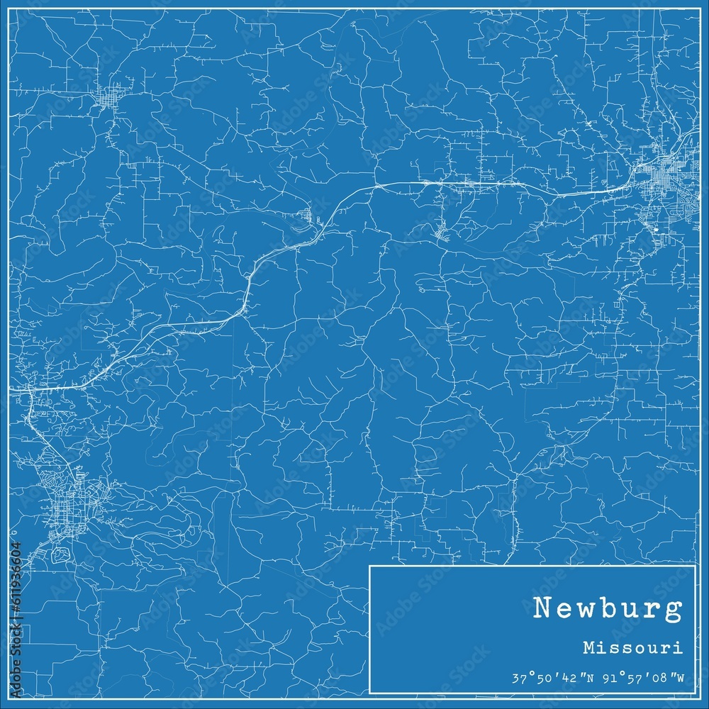Blueprint US city map of Newburg, Missouri.