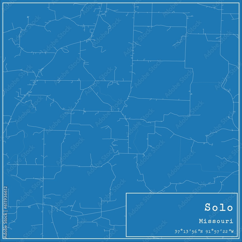 Blueprint US city map of Solo, Missouri.