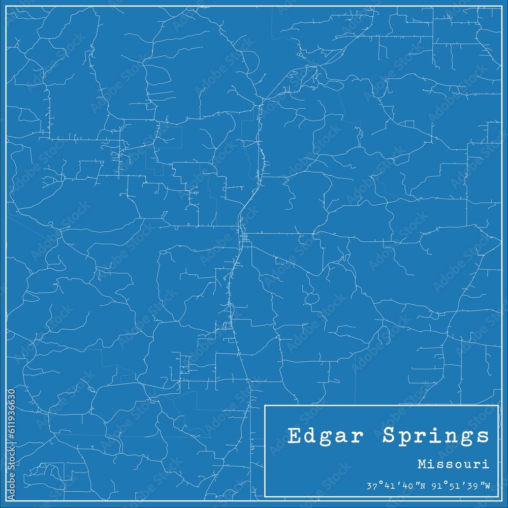 Blueprint US city map of Edgar Springs, Missouri.