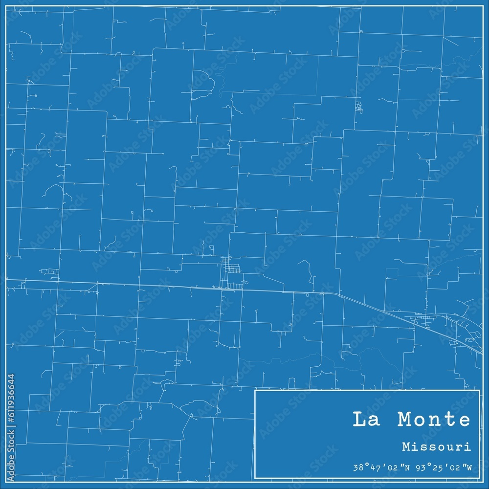 Blueprint US city map of La Monte, Missouri. Blueprint US city map of La Monte, Missouri.