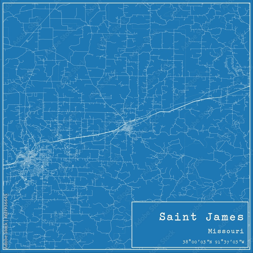 Blueprint US city map of Saint James, Missouri. Blueprint US city map of Saint James, Missouri.