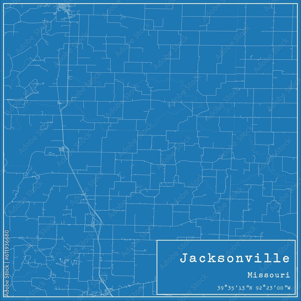 Blueprint US city map of Jacksonville, Missouri. Blueprint US city map of Jacksonville, Missouri.