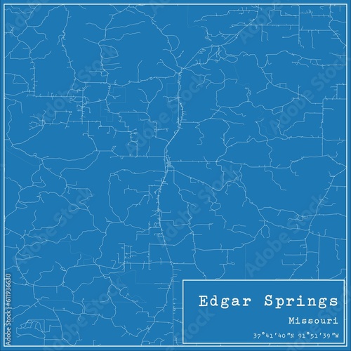 Blueprint US city map of Edgar Springs, Missouri.