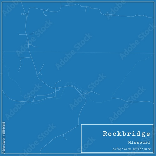 Blueprint US city map of Rockbridge, Missouri. photo
