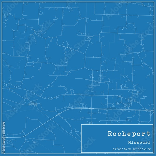 Blueprint US city map of Rocheport, Missouri. photo