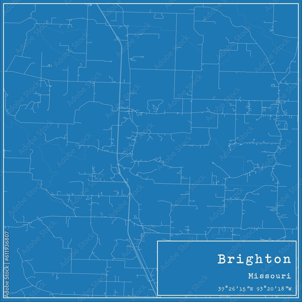 Blueprint US city map of Brighton, Missouri.