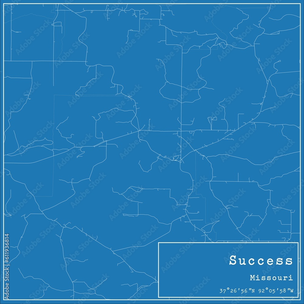 Blueprint US city map of Success, Missouri. Blueprint US city map of Success, Missouri.