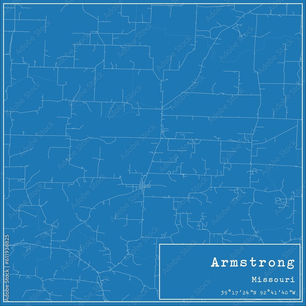 Blueprint US city map of Armstrong, Missouri.
