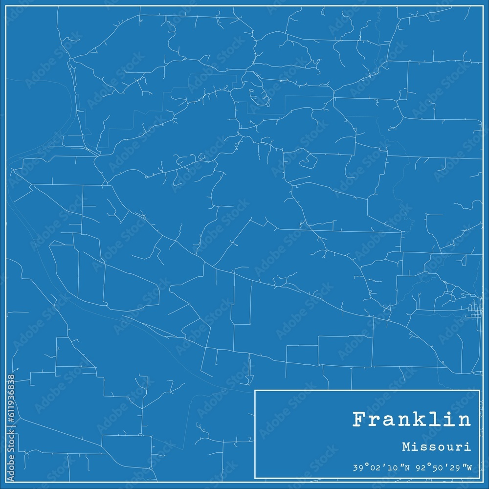 Blueprint US city map of Franklin, Missouri.