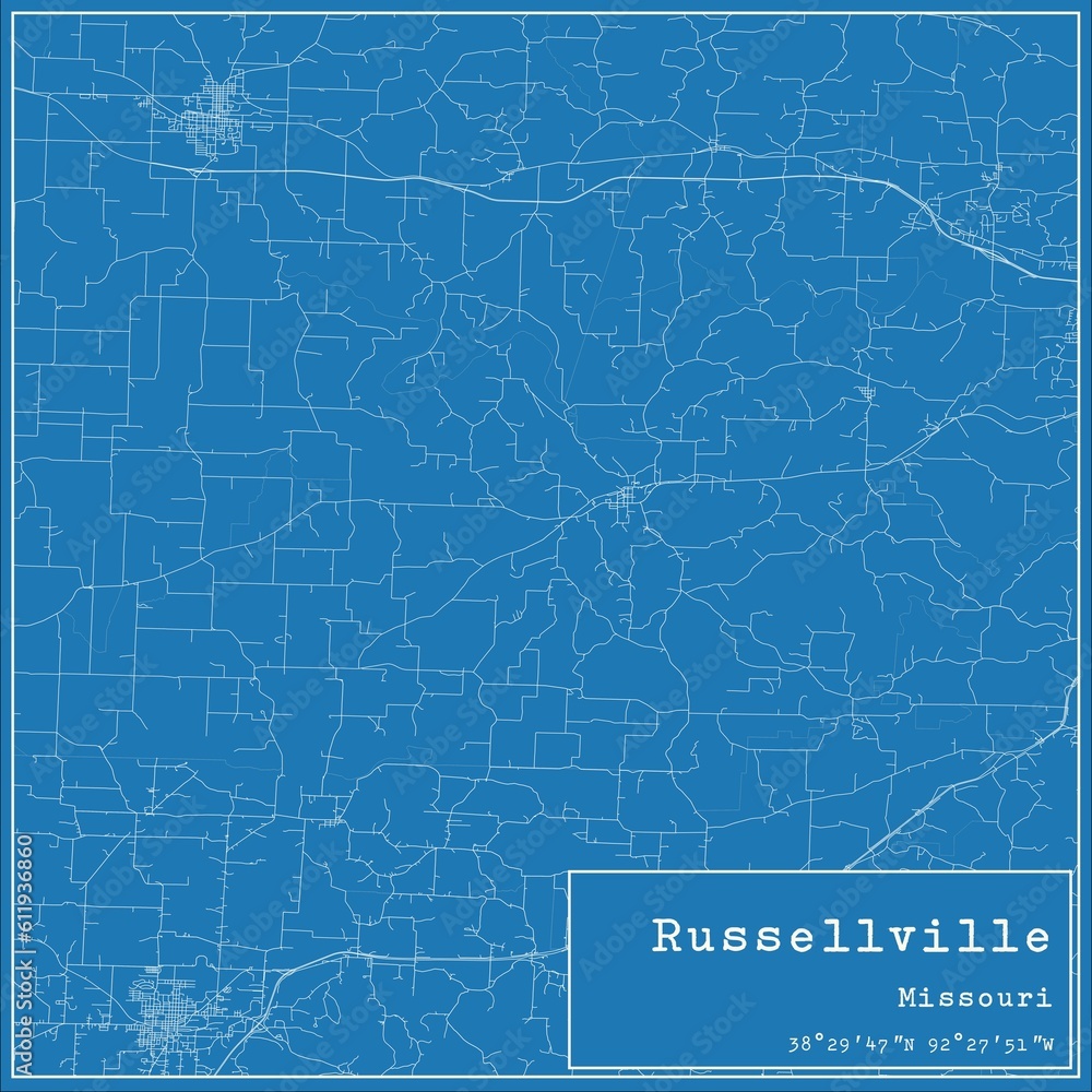 Blueprint US city map of Russellville, Missouri. Blueprint US city map of Russellville, Missouri.