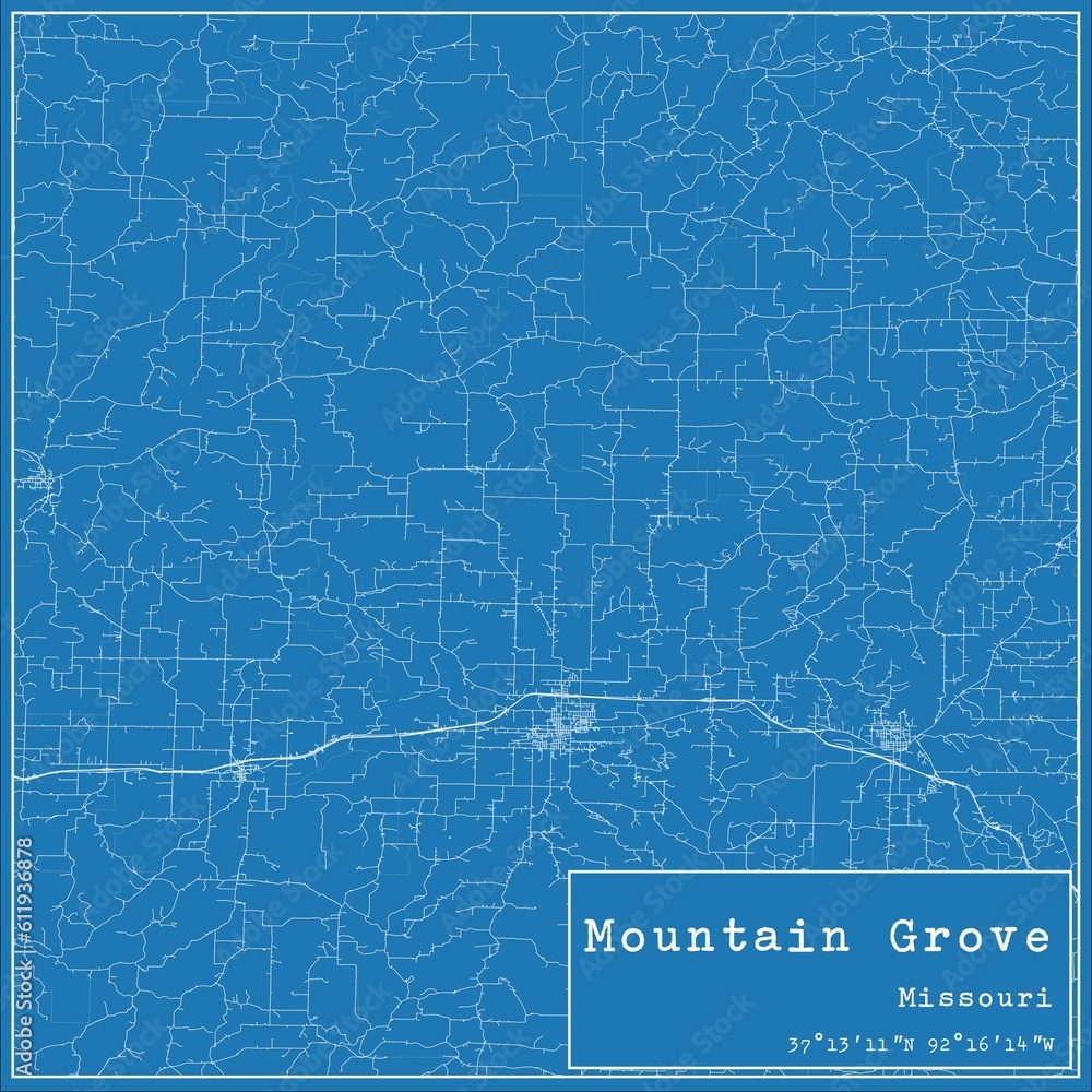 Blueprint US city map of Mountain Grove, Missouri. Blueprint US city map of Mountain Grove, Missouri.