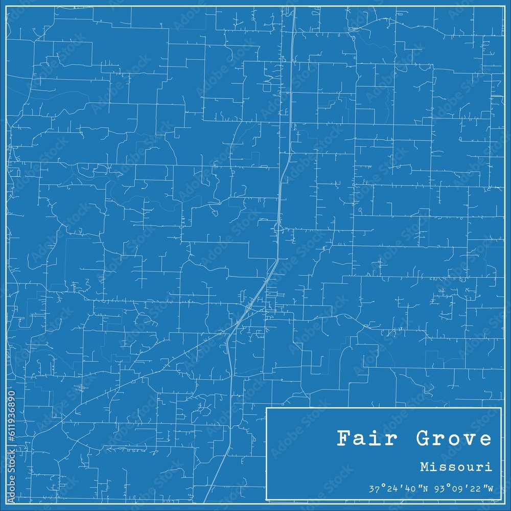 Obraz premium Blueprint US city map of Fair Grove, Missouri.