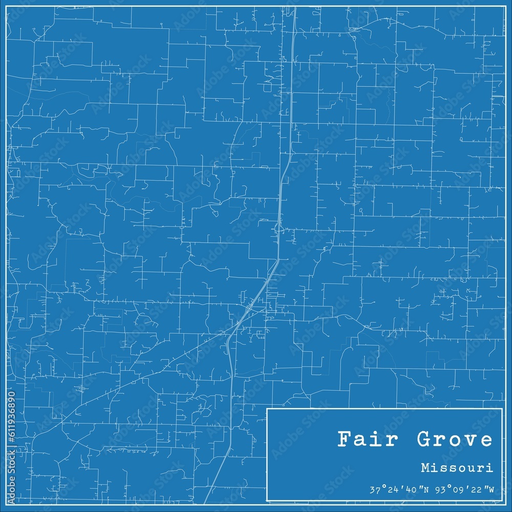 Blueprint US city map of Fair Grove, Missouri.