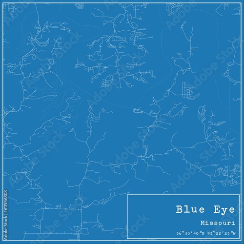 Blueprint US city map of Blue Eye  Missouri.