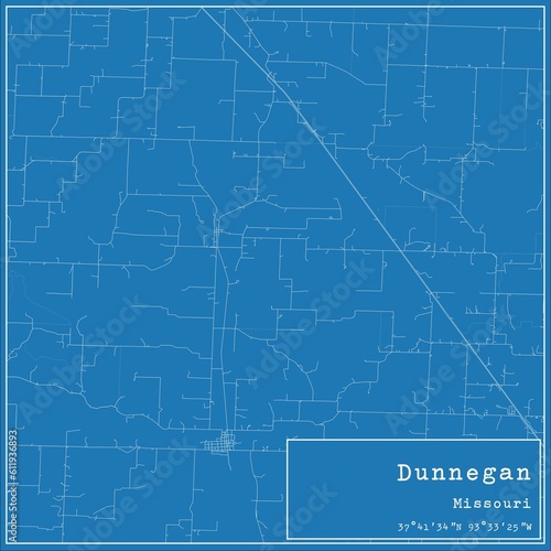 Blueprint US city map of Dunnegan, Missouri.