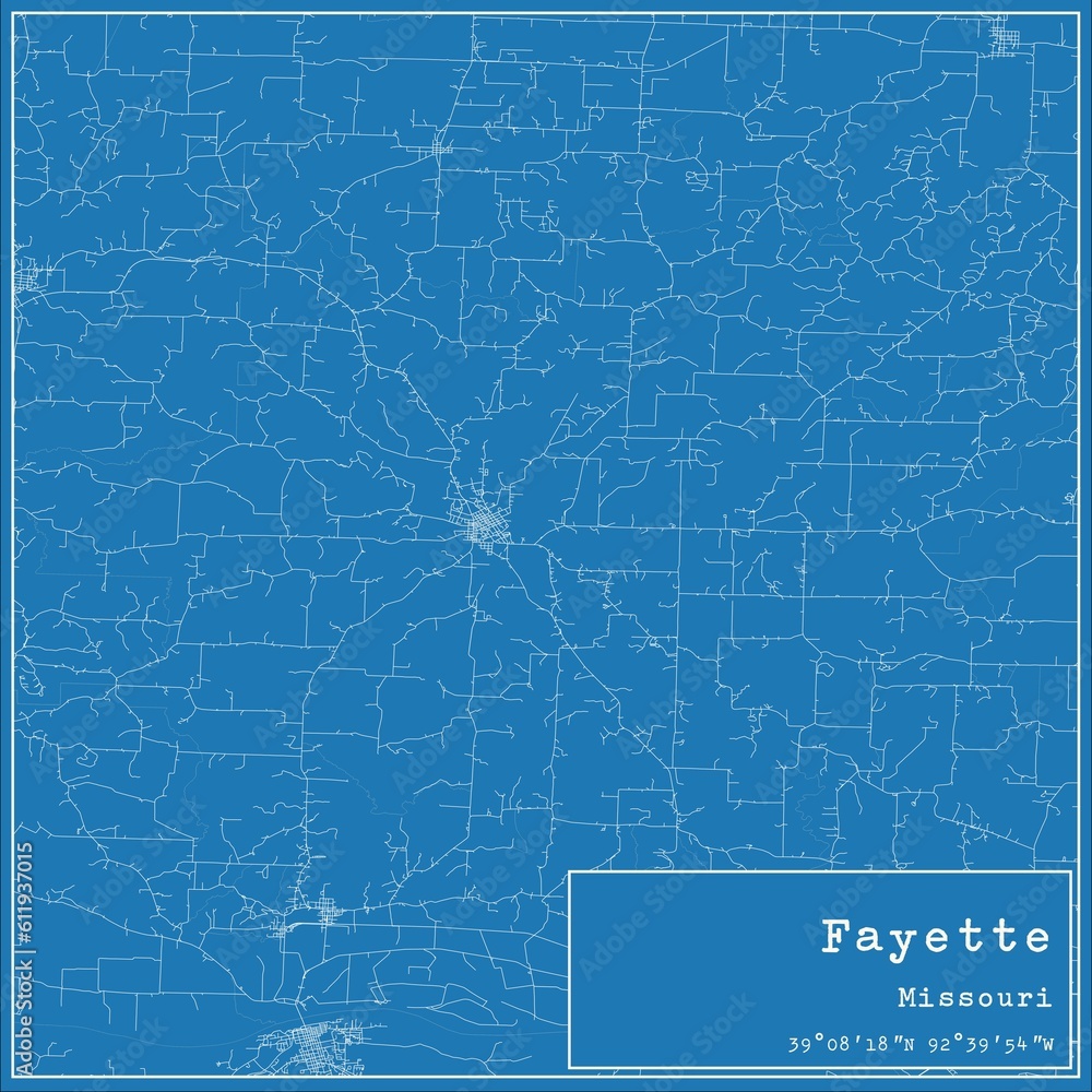 Blueprint US city map of Fayette, Missouri. Blueprint US city map of Fayette, Missouri.