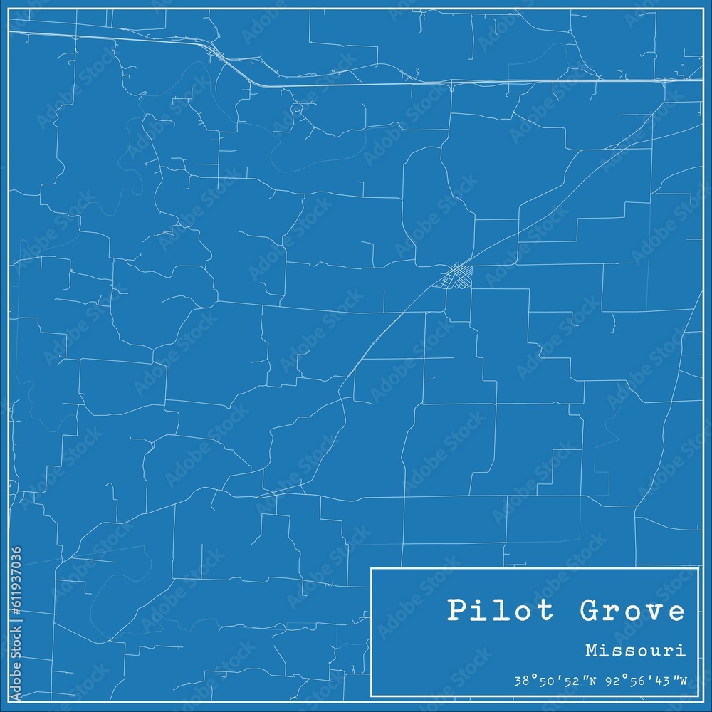 Obraz premium Blueprint US city map of Pilot Grove, Missouri.