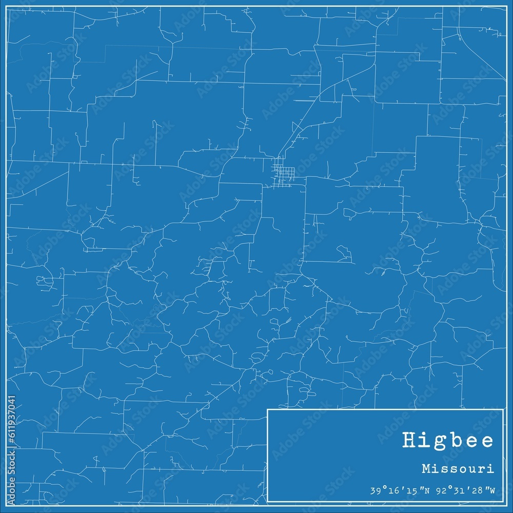 Fototapeta mapa świata dla dzieci Blueprint US city map of Higbee