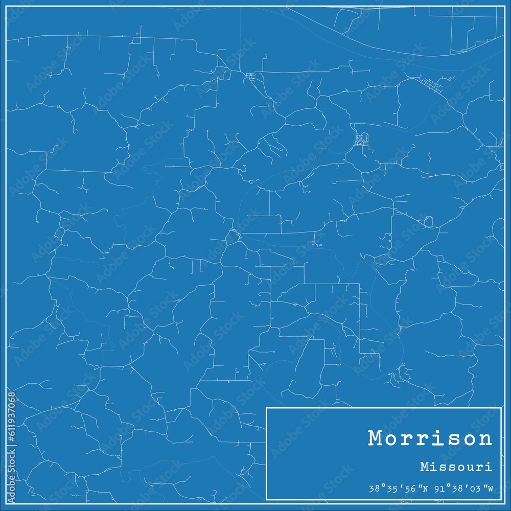 Blueprint US city map of Morrison, Missouri.