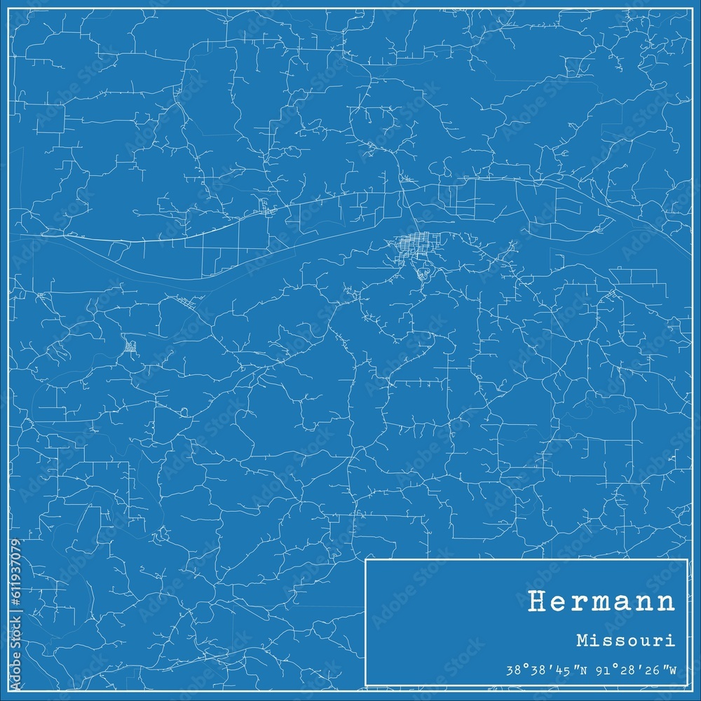 Blueprint US city map of Hermann, Missouri. Blueprint US city map of Hermann, Missouri.
