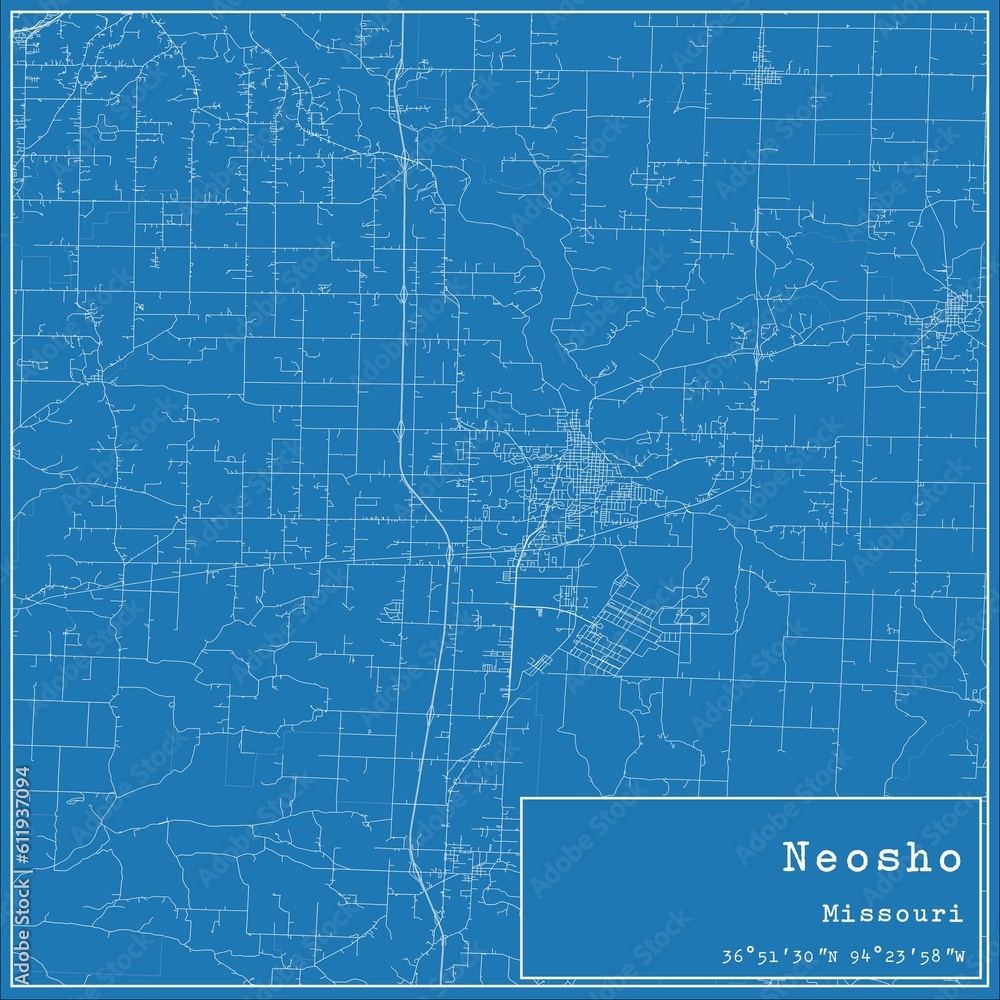 Blueprint US city map of Neosho, Missouri. Blueprint US city map of Neosho, Missouri.