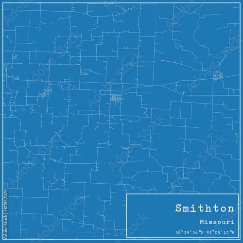 Blueprint US city map of Smithton  Missouri.