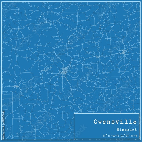 Blueprint US city map of Owensville, Missouri. photo