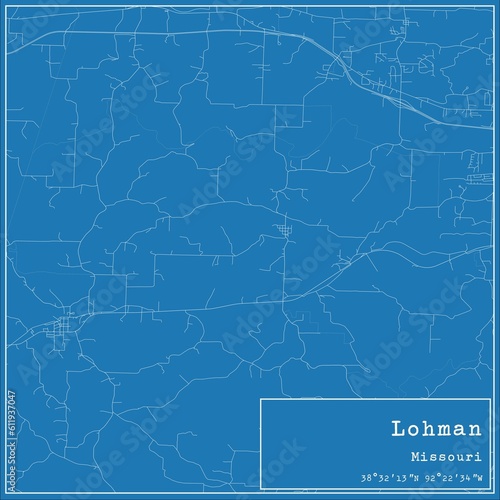 Blueprint US city map of Lohman, Missouri.