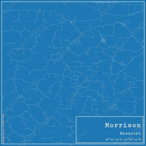 Blueprint US city map of Morrison, Missouri. photo
