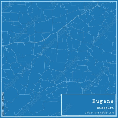 Blueprint US city map of Eugene, Missouri.
