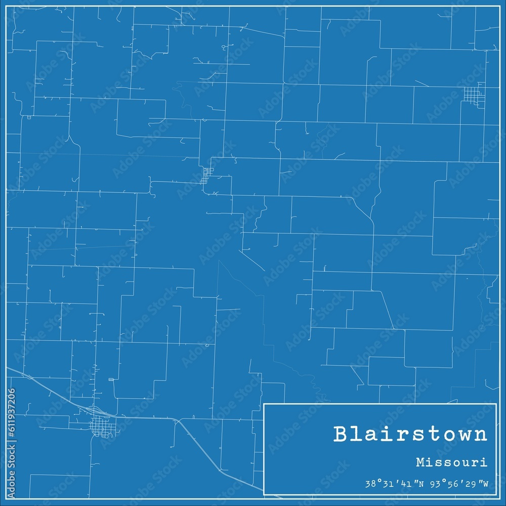 Blueprint US city map of Blairstown, Missouri. Blueprint US city map of Blairstown, Missouri.
