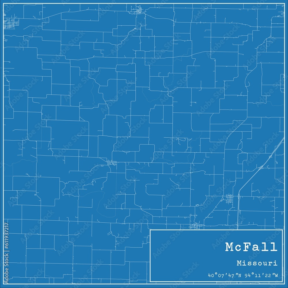 Obraz premium Blueprint US city map of McFall, Missouri.