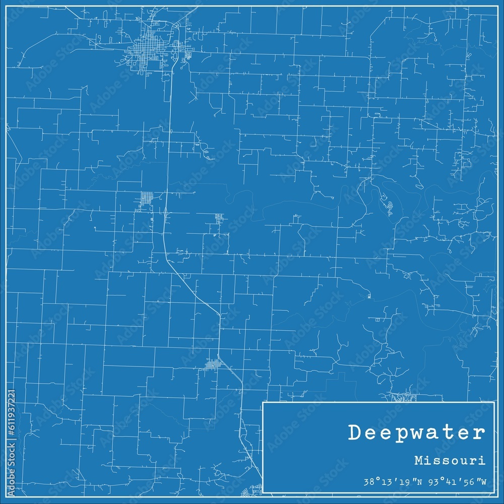 Blueprint US city map of Deepwater, Missouri. Blueprint US city map of Deepwater, Missouri.
