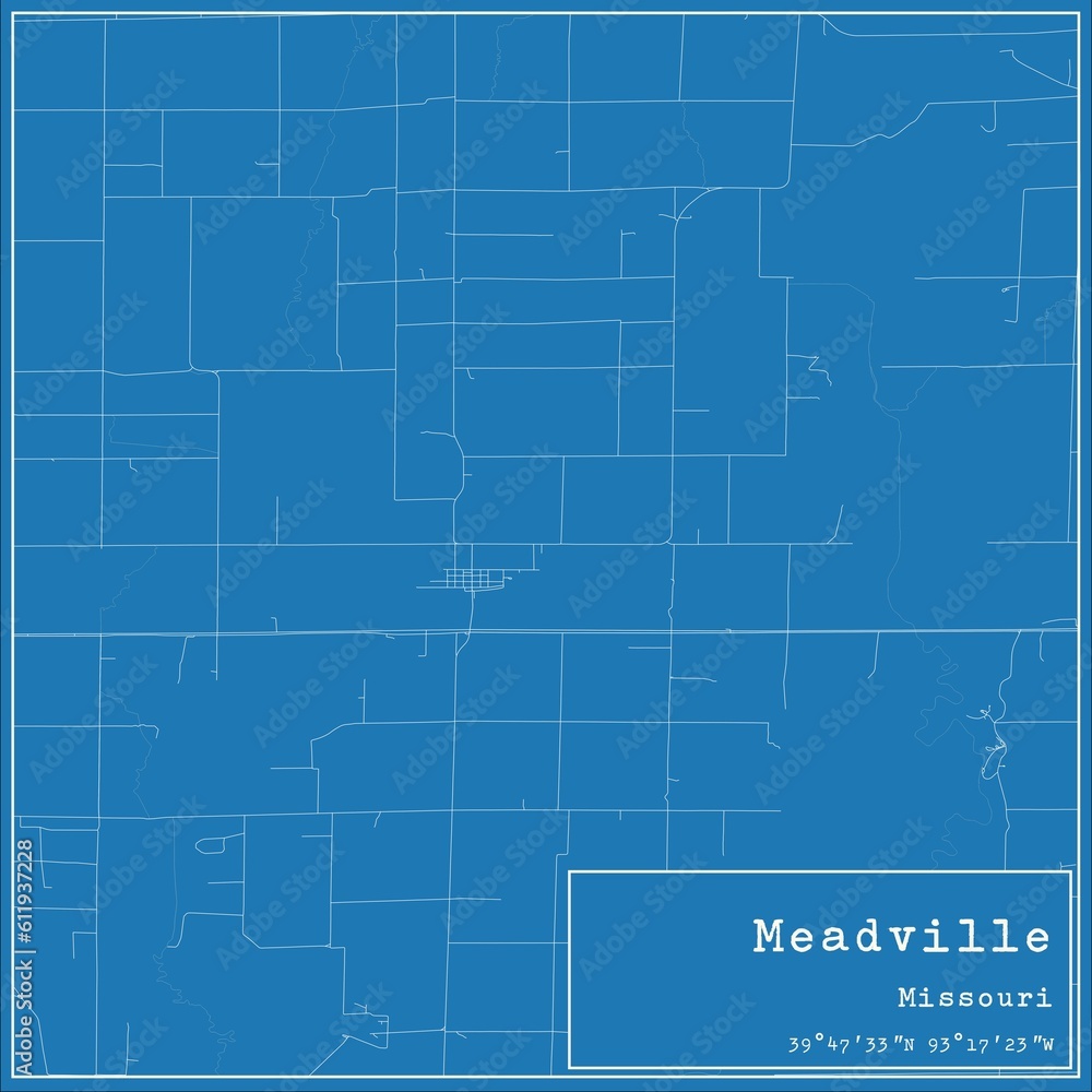 Blueprint US city map of Meadville, Missouri. Blueprint US city map of Meadville, Missouri.