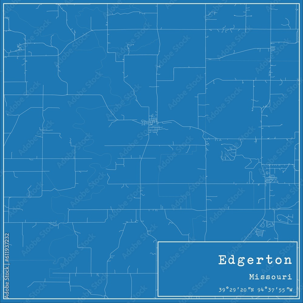 Blueprint US city map of Edgerton, Missouri.