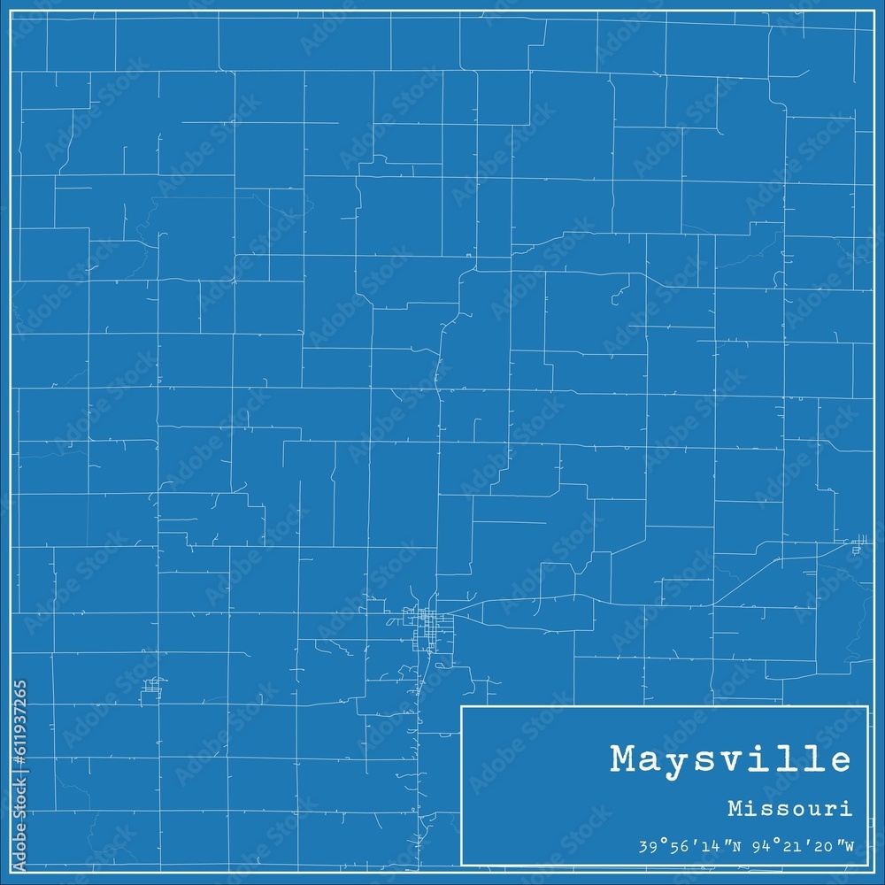 Blueprint US city map of Maysville, Missouri. Blueprint US city map of Maysville, Missouri.