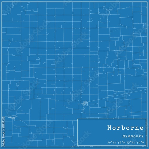 Blueprint US city map of Norborne  Missouri.