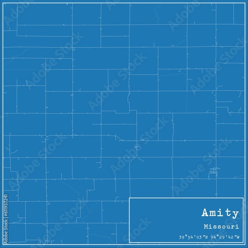 Blueprint US city map of Amity  Missouri.