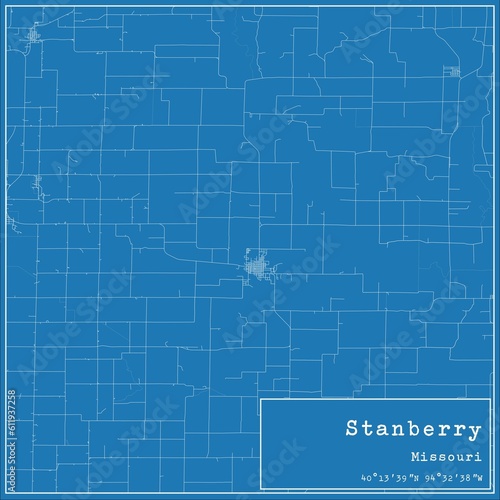 Blueprint US city map of Stanberry  Missouri.