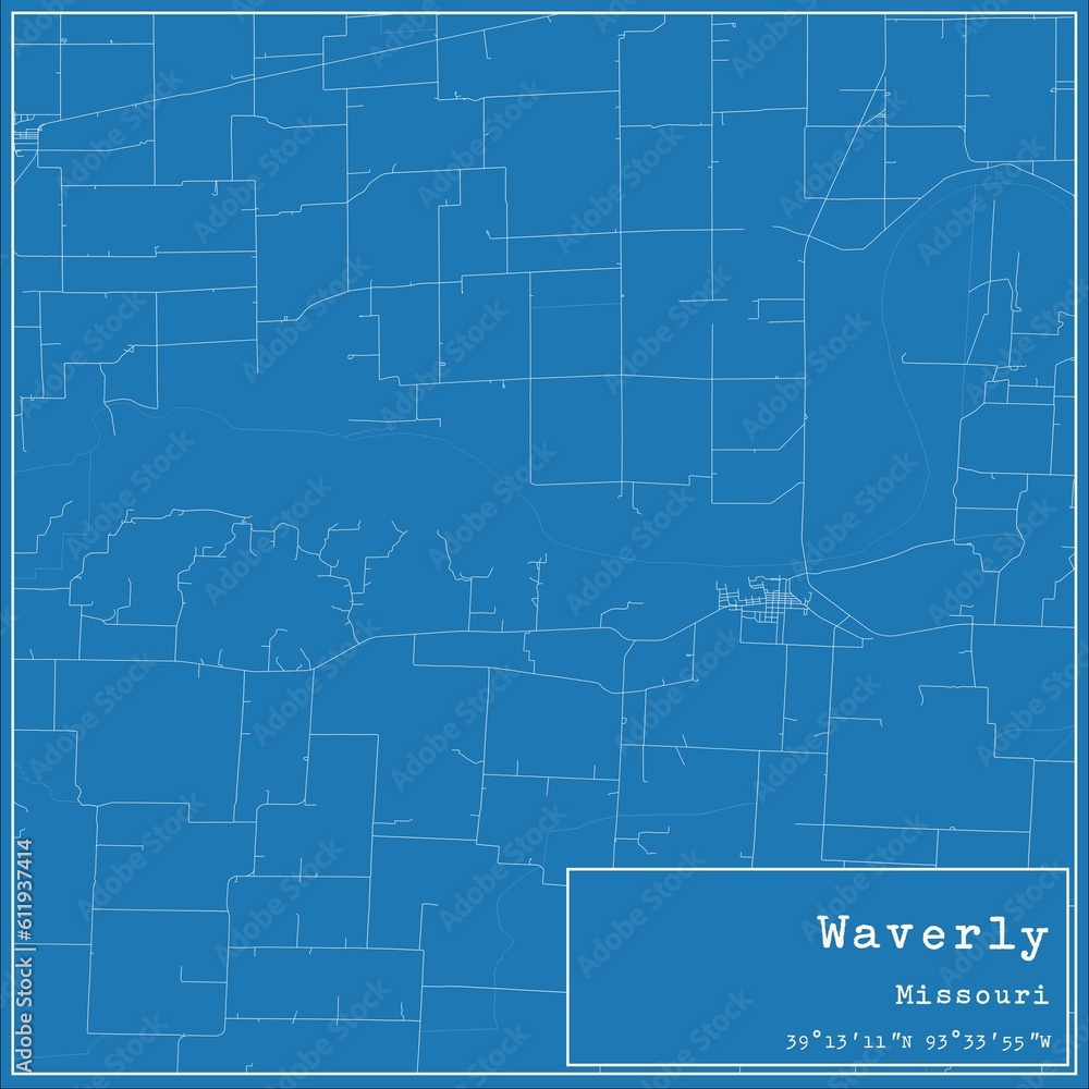Blueprint US city map of Waverly, Missouri. Blueprint US city map of Waverly, Missouri.