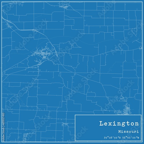 Blueprint US city map of Lexington, Missouri.