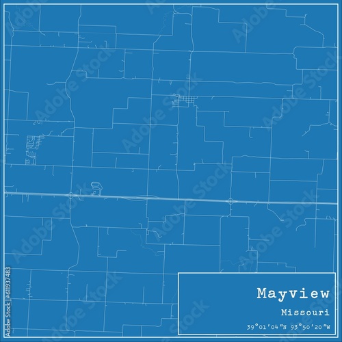 Blueprint US city map of Mayview, Missouri.