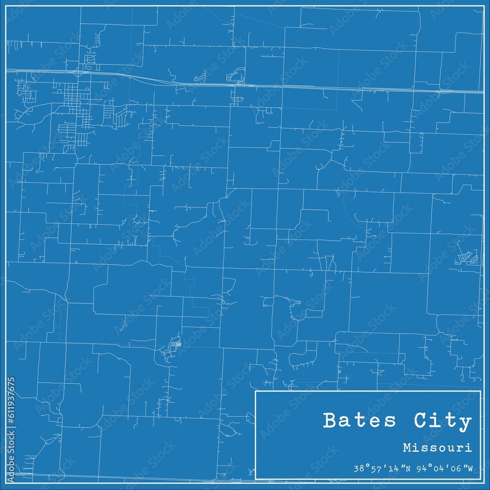 Blueprint US city map of Bates City, Missouri. Blueprint US city map of Bates City, Missouri.