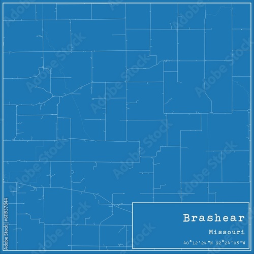 Blueprint US city map of Brashear  Missouri.