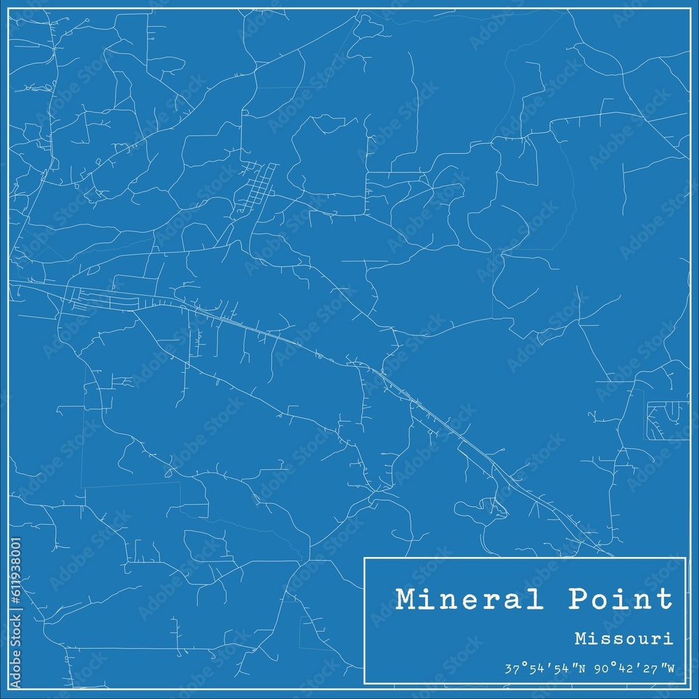 Blueprint US city map of Mineral Point, Missouri.