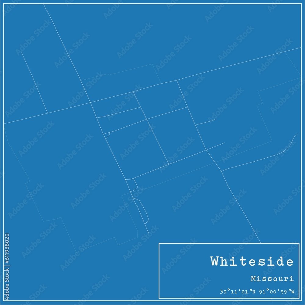 Blueprint US city map of Whiteside, Missouri.