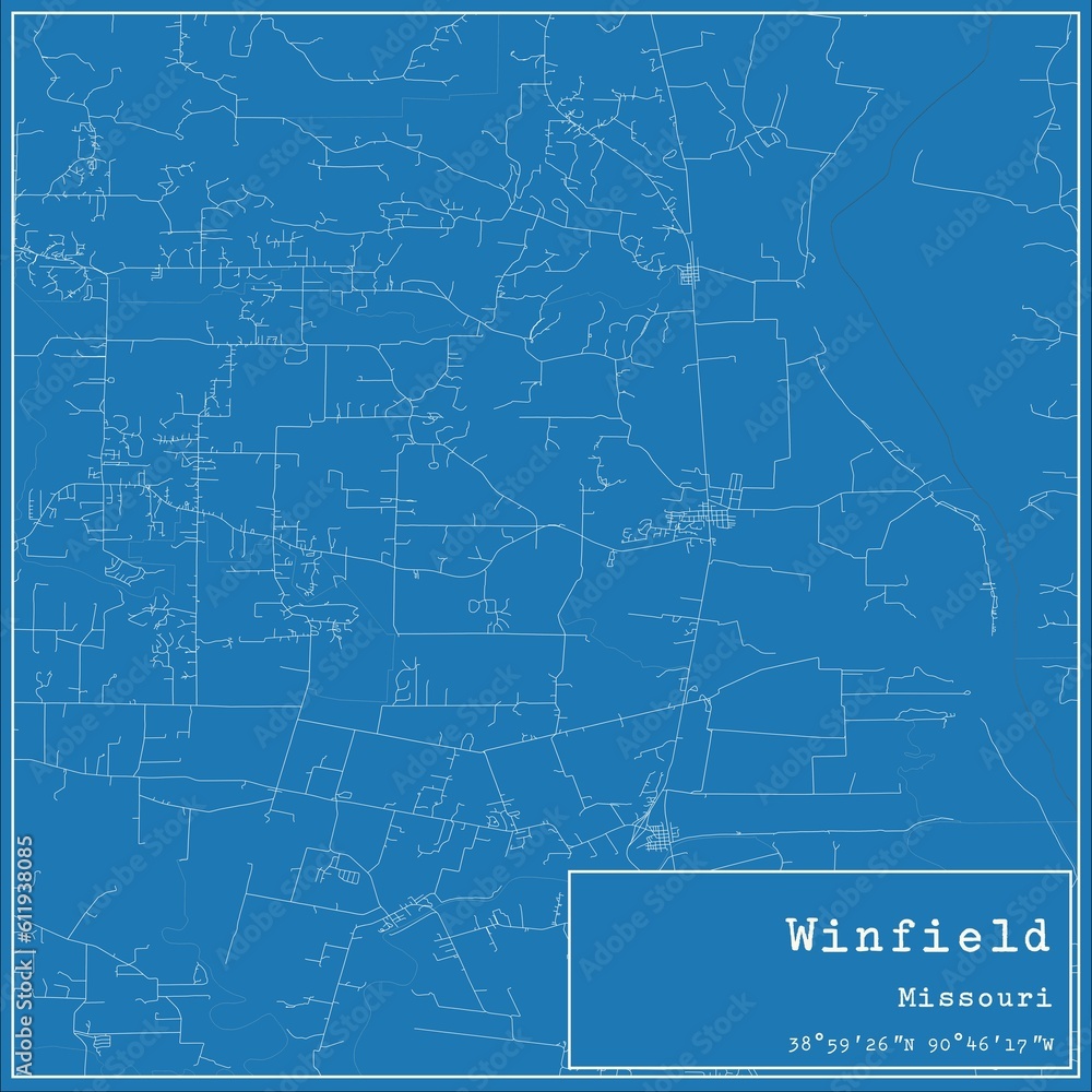 Obraz premium Blueprint US city map of Winfield, Missouri.